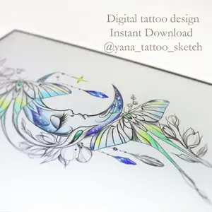 Moon Tattoo Design Crescent Moon Tattoo Idea Sketch Stencil
