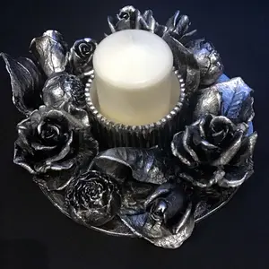 Original Polymer clay candlestickcandleholder whith the flowers
