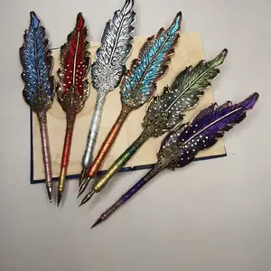 Unique leather feather pen
