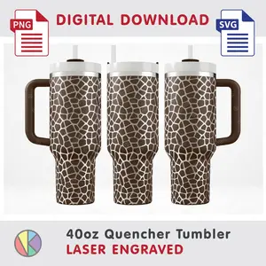 Crealandia - Handmade Marketplace 161 Giraffe Skin Pattern – Laser Engraved – 40oz Quencher Tumbler.