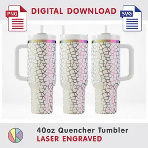Giraffe Skin Pattern – Laser Engraved – 40oz Quencher Tumbler.