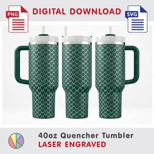 Dragon Scales Pattern – Laser Engraved – 40oz Quencher Tumbler.