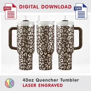 Leopard Print Pattern – Laser Engraved – 40oz Quencher Tumbler.