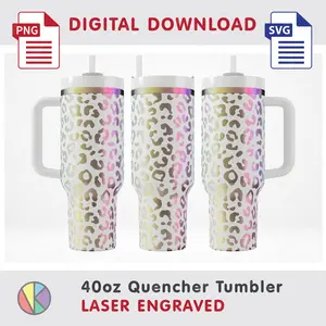 Leopard Print Pattern – Laser Engraved – 40oz Quencher Tumbler.