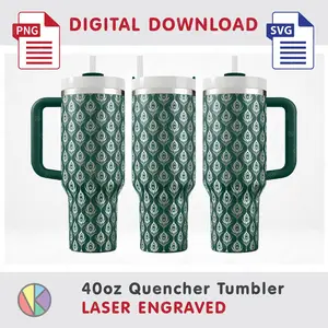 Peacock Feathers Pattern – Laser Engraved – 40oz Quencher Tumbler