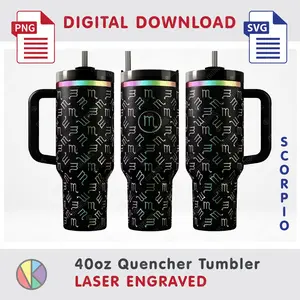 SCORPIO Zodiac Pattern – Laser Engraved – 40oz Tumbler.