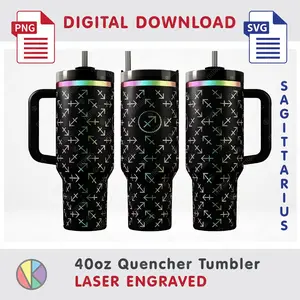 SAGITTARIUS Zodiac Pattern – Laser Engraved – 40oz Tumbler.