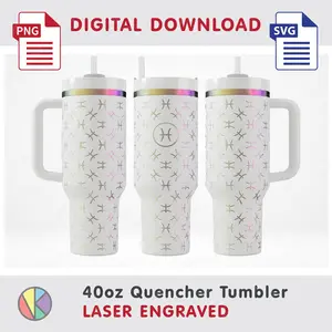 PISCES Zodiac Pattern – Laser Engraved – 40oz Tumbler.