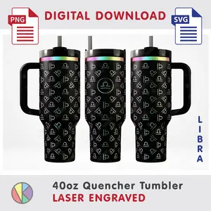 LIBRA Zodiac Pattern – Laser Engraved – 40oz Tumbler.