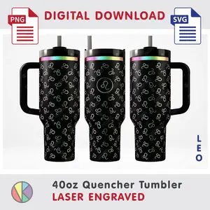 LEO Zodiac Pattern – Laser Engraved – 40oz Tumbler.