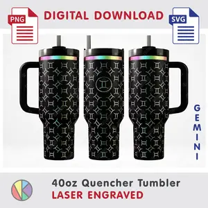 GEMINI Zodiac Pattern – Laser Engraved – 40oz Tumbler.