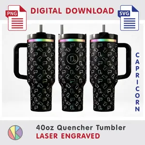 CAPRICORN Zodiac Pattern – Laser Engraved – 40oz Tumbler.