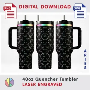 ARIES Zodiac Pattern – Laser Engraved – 40oz Tumbler.