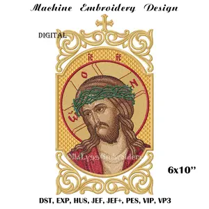 Jesus Christ with crown of thorns embroidery design