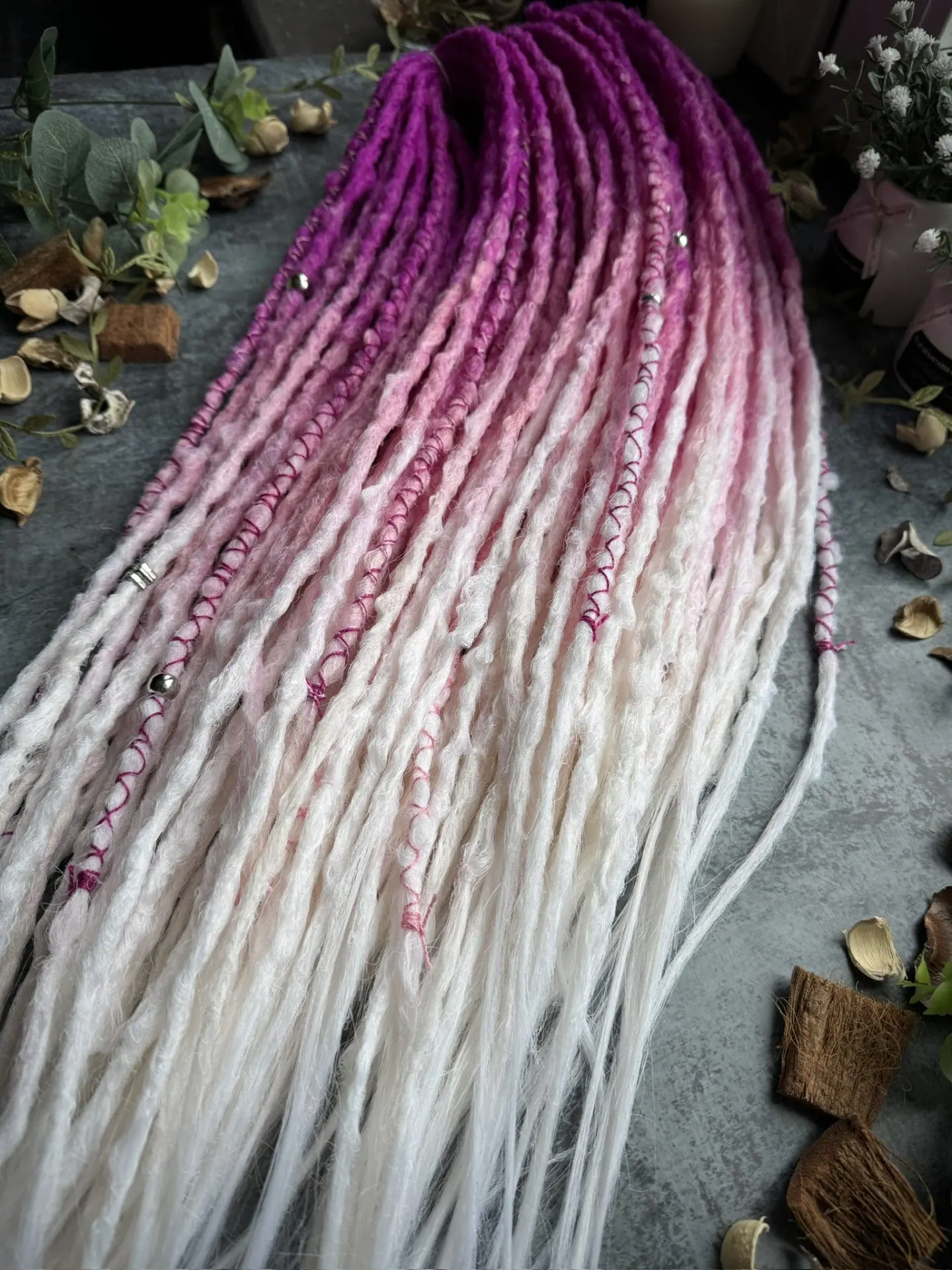 Long fuchsia ombre dreadlocks in pink and white 5 Long fuchsia ombre dreadlocks in pink and white - Image 5