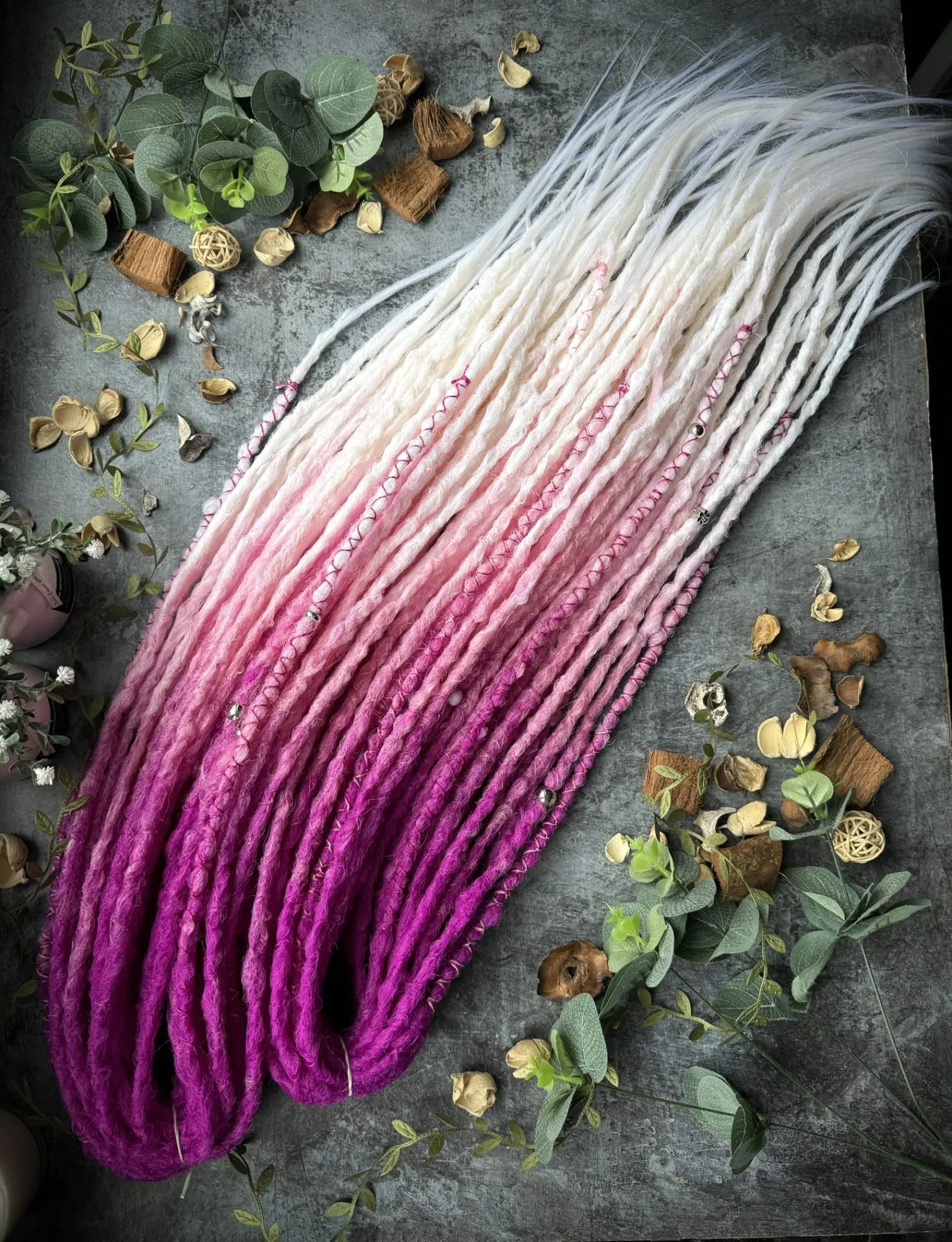 Long fuchsia ombre dreadlocks in pink and white 7 Long fuchsia ombre dreadlocks in pink and white - Image 7