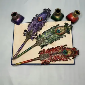 Unique leather feather pen