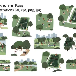 Diverse People and Sport illustration, Urban Park Activities