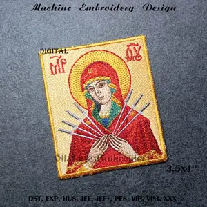 Embroidered icon of Virgin Mary Seven arrows