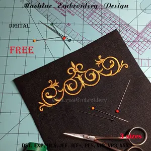Elegant ornamental border free embroidery design