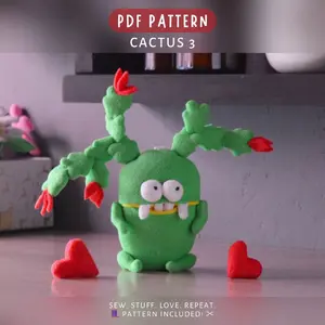 Ziggy the Cactus – PDF Plush Pattern with Secret Mouth
