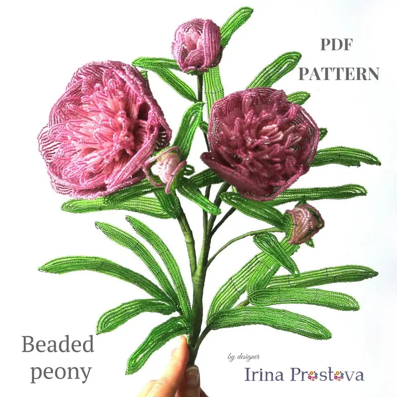 Beaded Flower pattern rose, peony, cornflower 9 Beaded Flower pattern rose, peony, cornflower - Image 9