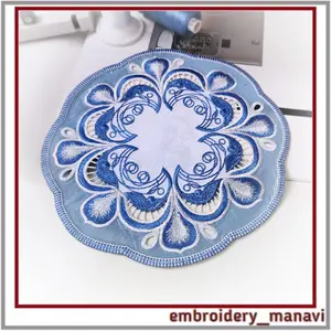 In the hoop Cutwork napkin with flowers Machine Embroidery Design
