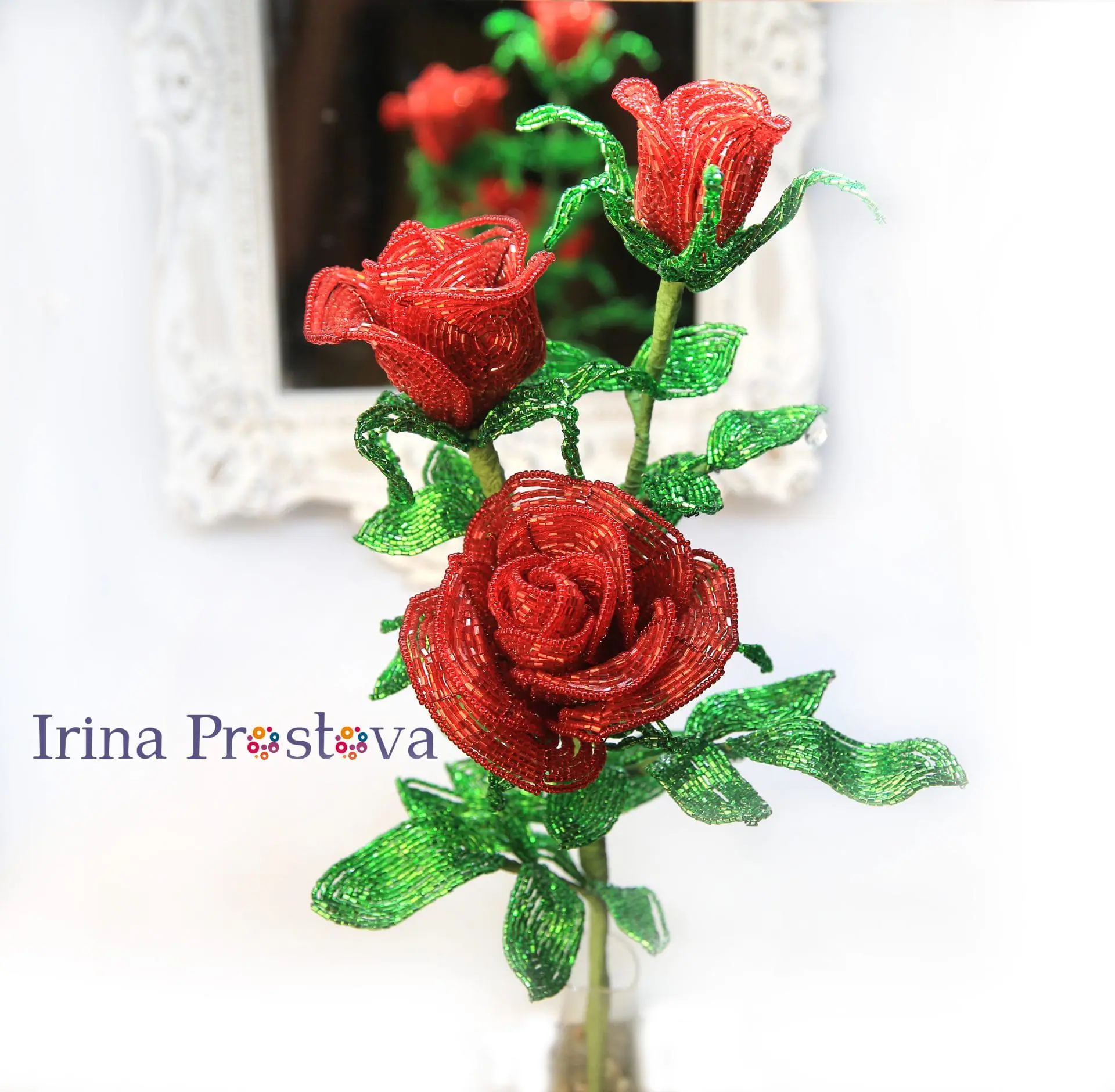 French Beaded Rose, Beaded Flowers pattern, Seed bead tutorials 5 French Beaded Rose, Beaded Flowers pattern, Seed bead tutorials - Image 5