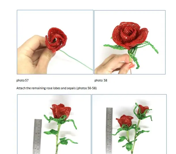 French Beaded Rose, Beaded Flowers pattern, Seed bead tutorials 3 French Beaded Rose, Beaded Flowers pattern, Seed bead tutorials - Image 3
