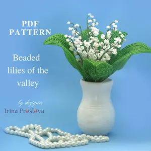 Beaded Flower pattern dandelion, Lily of the valley bouquet
