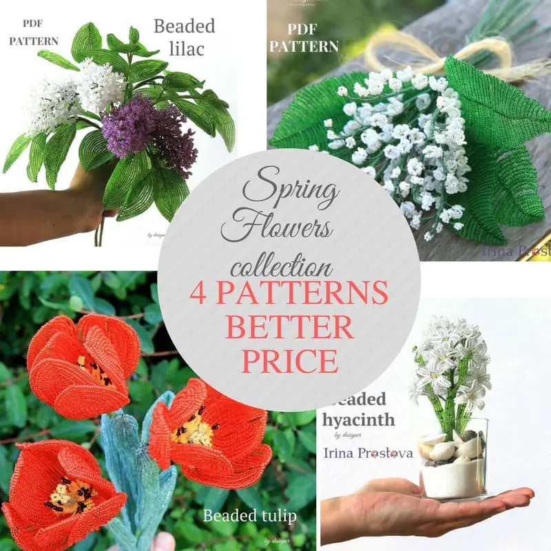 Beaded flowers pattern,lilac, lily of the valley, hyacinth, tulip 1 Beaded flowers pattern,lilac, lily of the valley, hyacinth, tulip