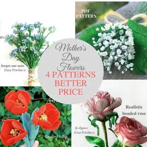 Beaded Flower pattern rose,lily of the valley,forget me not,tulip