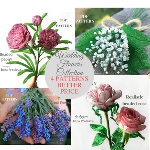 Beaded Flower pattern rose,lily of the valley,peony, lavender