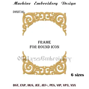 Baroque style frame embroidery design