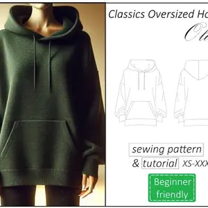 Oversized hoodie sewing pattern PDF Olivia + detailed tutorial