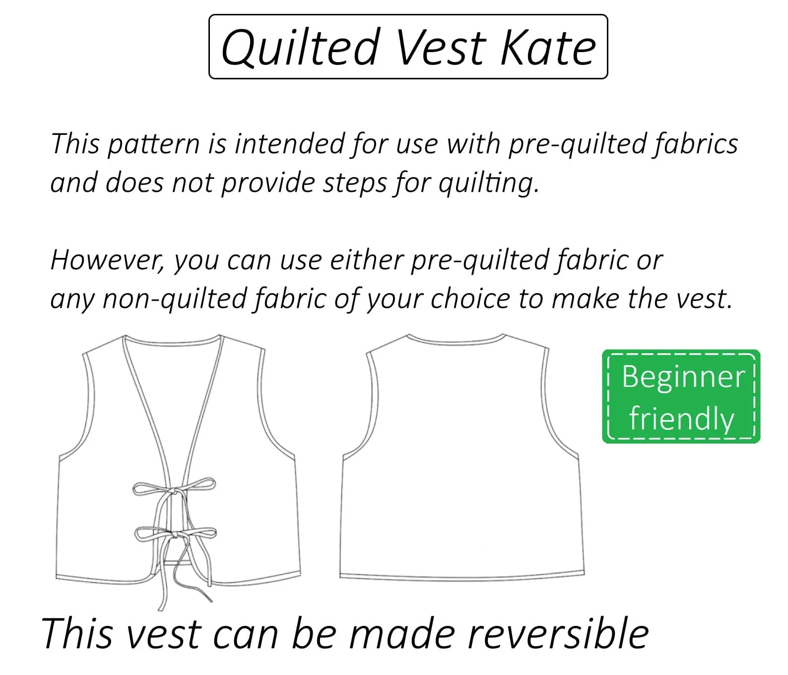 Quilted vest sewing pattern PDF Kate + detailed tutorial 3 Quilted vest sewing pattern PDF Kate + detailed tutorial - Image 3