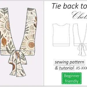 Tie back top sewing pattern PDF Chelsea + detailed tutorial