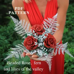 Beaded Flower pattern rose, lily of the valley,fern