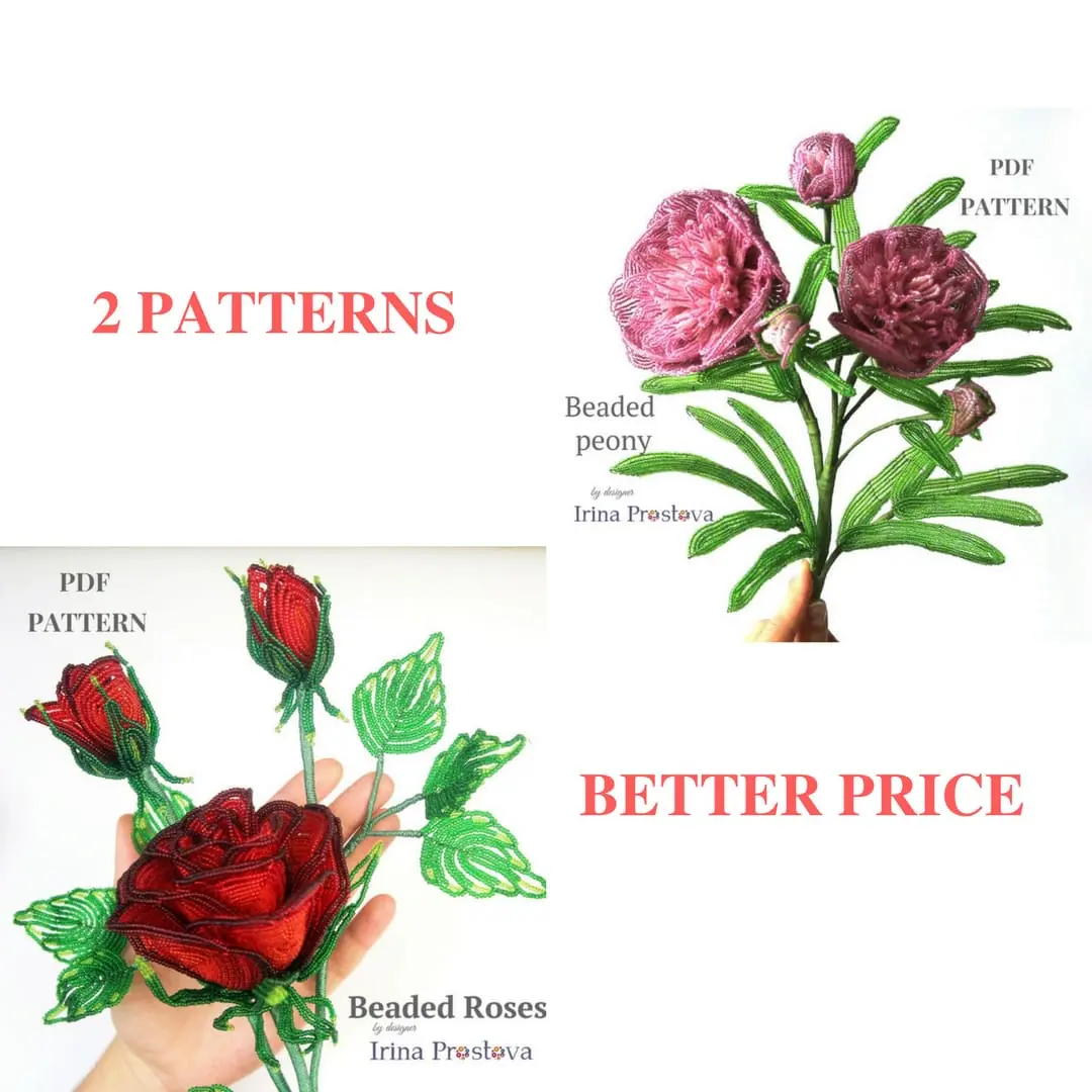Beaded Flower pattern peony, rose 1 Beaded Flower pattern peony, rose
