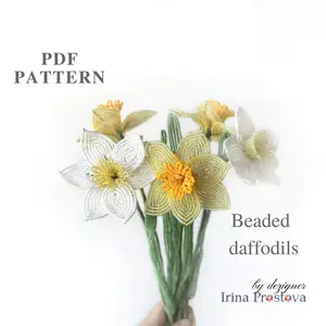 Beaded flowers pattern Narcissus