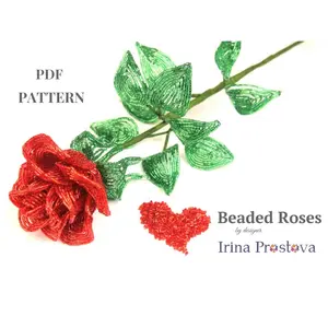 Beaded Flower pattern red rose