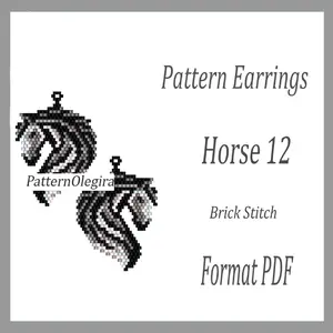 Horse 12 Bead earrings pattern Horse beading pattern Bead earrings pattern Olegirabeadpatterns