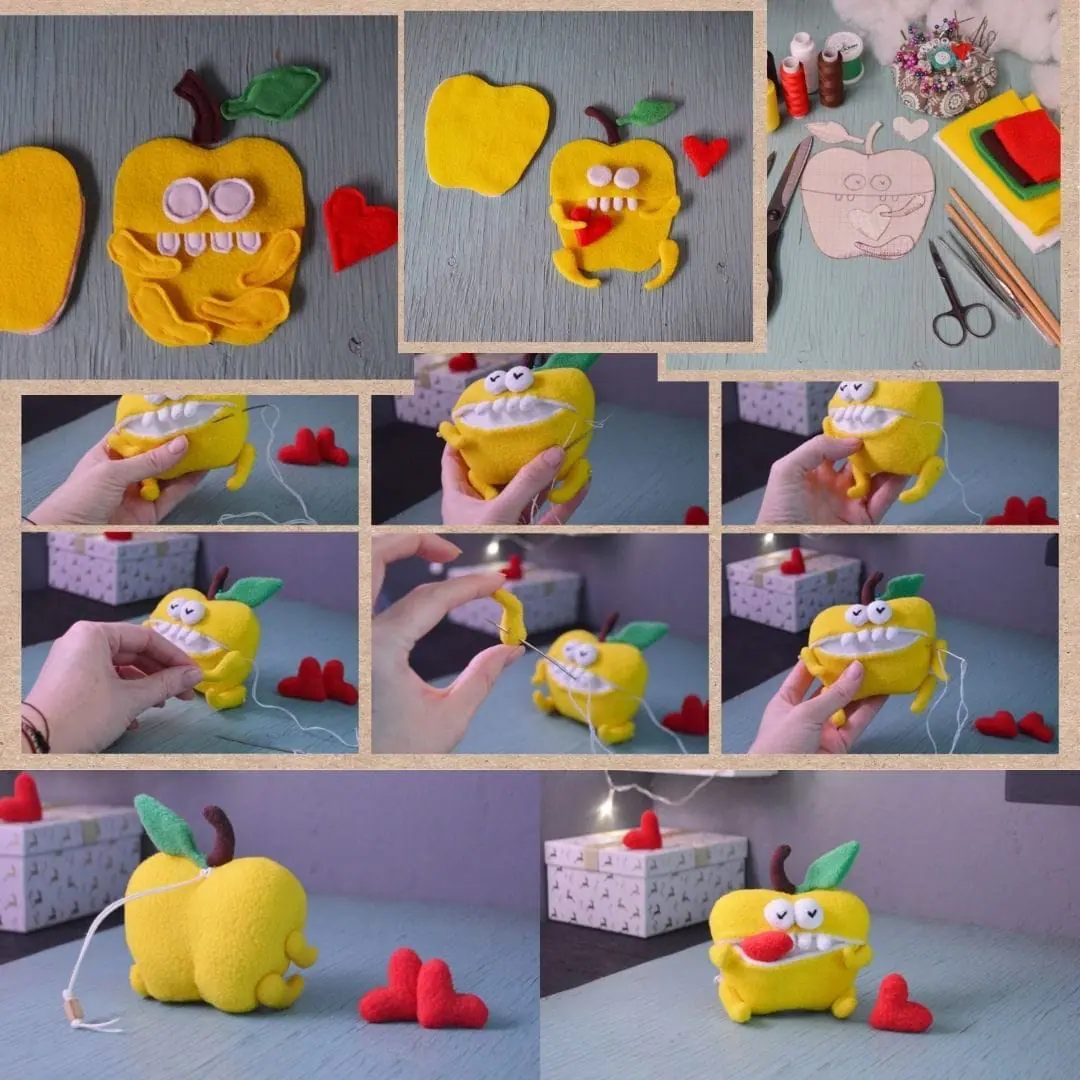 Apple Plush Sewing Pattern – Funny Fleece Toy PDF