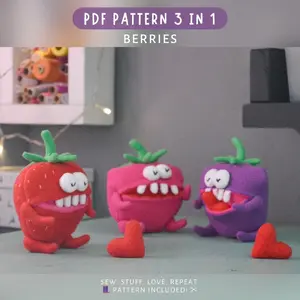 Berry Plush Trio – DIY Strawberry, Raspberry, Blackberry