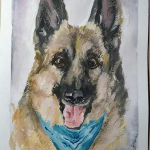 Sweet Chappie Portrait Gouache Painting