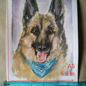 Sweet Chappie Portrait Gouache Painting