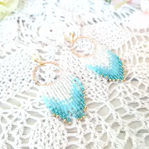 Long beaded earrings – fringe earrings – gift for her