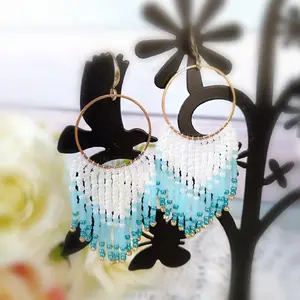 Long beaded earrings – fringe earrings – gift for her