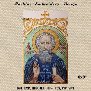 Sergius of Radonezh embroidery design
