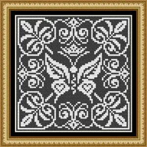 Cross stitch pattern Butterfly white